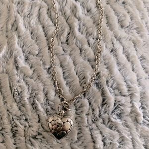 Funky silver heart necklace